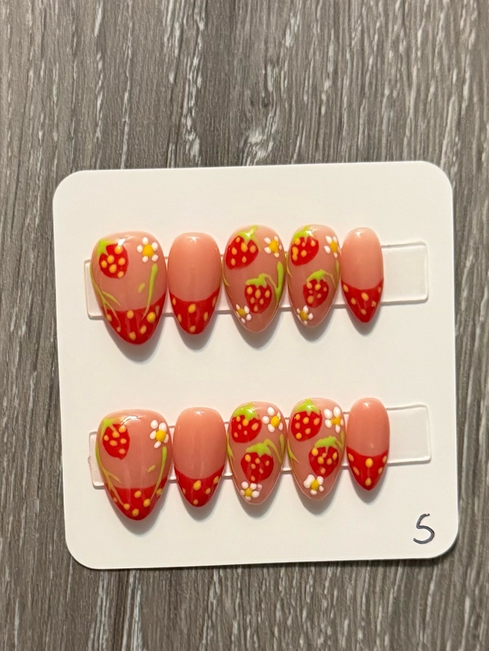 Strawberry Print Pink Press-On Nails - Women